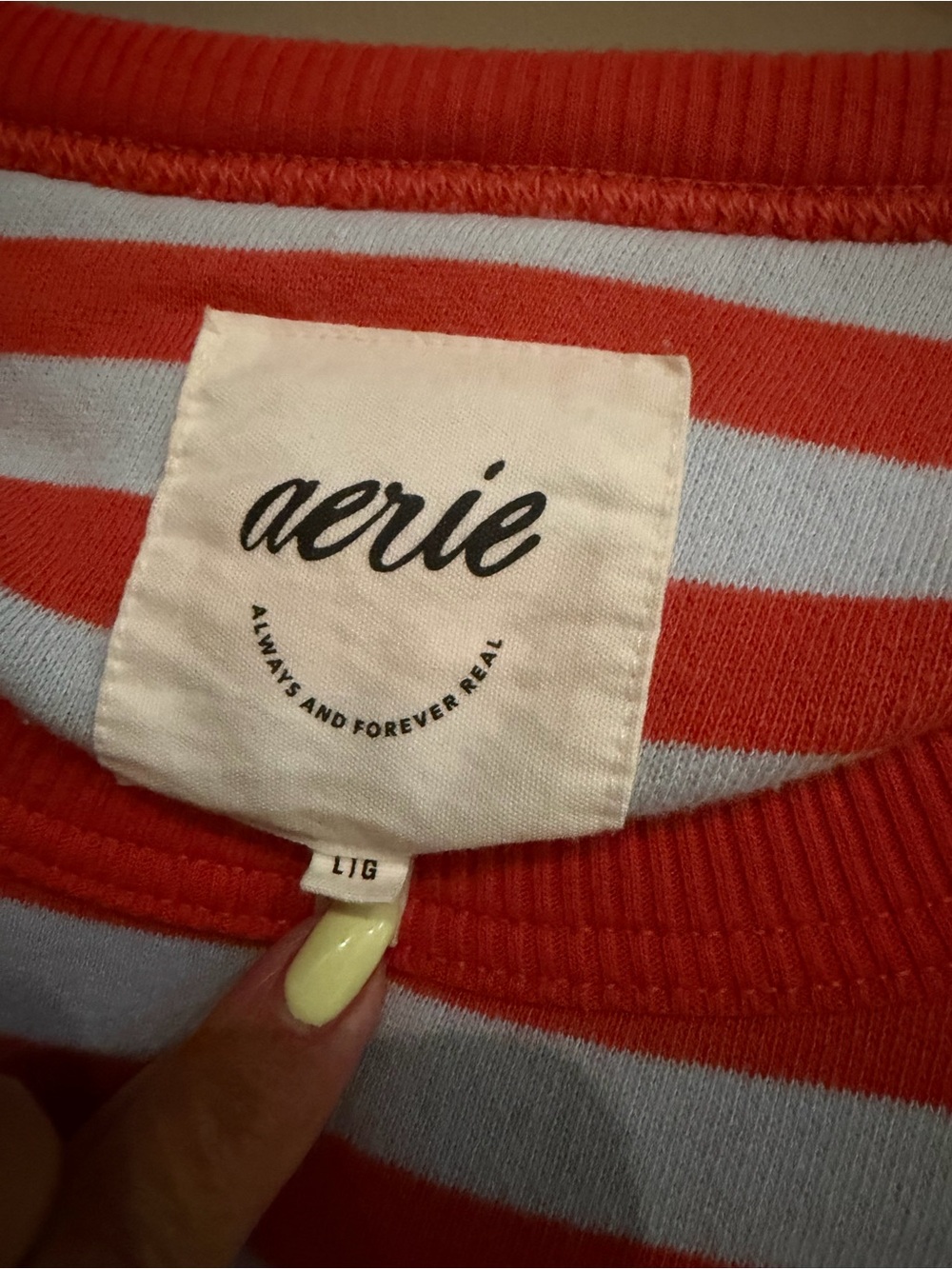 aerie Women’s Coral and White Striped Crewneck Sweater - Picture 4 of 4